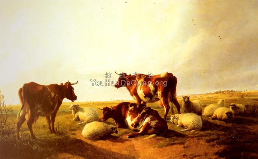 Cattle and Sheep In A Landscape - 托马斯·辛德尼·库珀